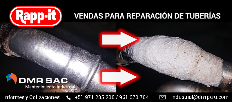 Comparación del antes y el después de una reparación de una tubería de vapor con Rapp-it