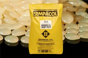 Saco amarillo de adhesivo termofusible hot-melt Sempacol